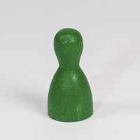 Wooden game pawn, in green