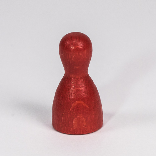 Wooden game pawn, in red