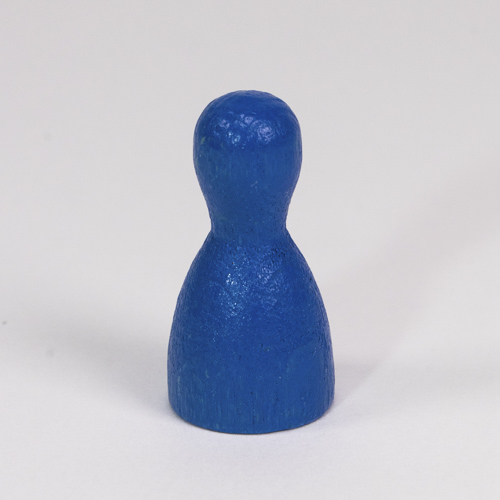 Wooden game pawn, in blue