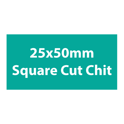 Made from our own chit board material, 25x50mm square cut chits. Often used as currency or rewards. One sided.