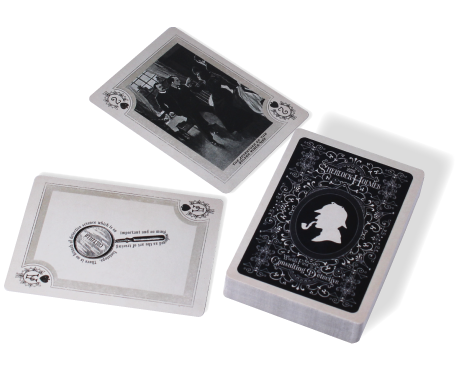 Poker Sized Plastic Coated Personalised Playing Cards, cards laid out on desk, showing off front and back.