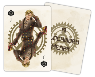 plastic playing cards featuring a stylish steampunk design, called A Clockwork Heart