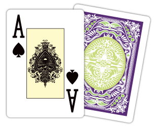 plastic playing cards displaying the front design of index faces and a stylich card back design.