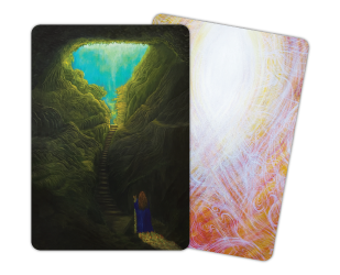 Large Tarot sized oracle cards, displayed front and back.
