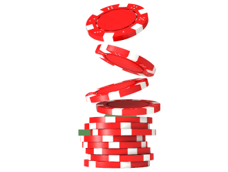 falling red poker chips into a stack.